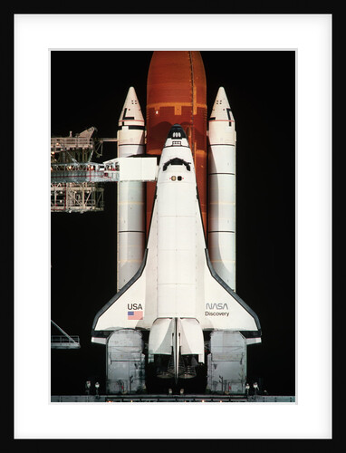 Space Shuttle Illuminated at Night by Anonymous