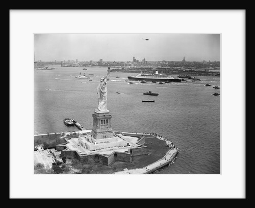 Cruise Ship and Statue of Liberty by Anonymous