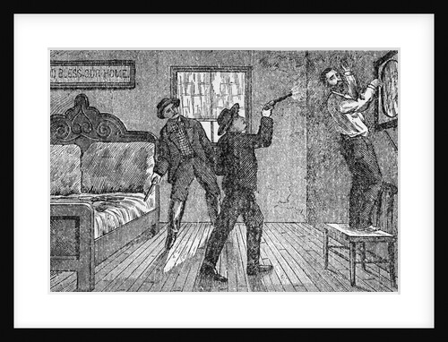 Woodcut Illustration of Bob Ford Shooting Jesse James by Anonymous
