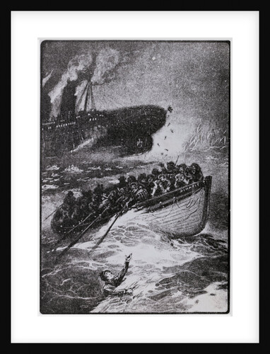 Illustration with Passengers at Scene of Titanic Sinking by Anonymous