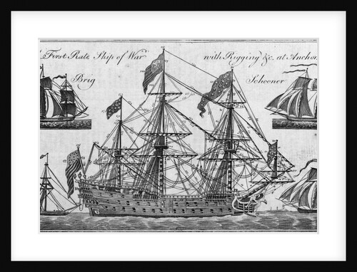 Illustration of Ship of War with Rigging by Anonymous