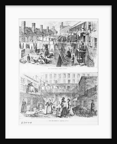 Illustration with Dual Depiction of Early City Dwellings by Anonymous