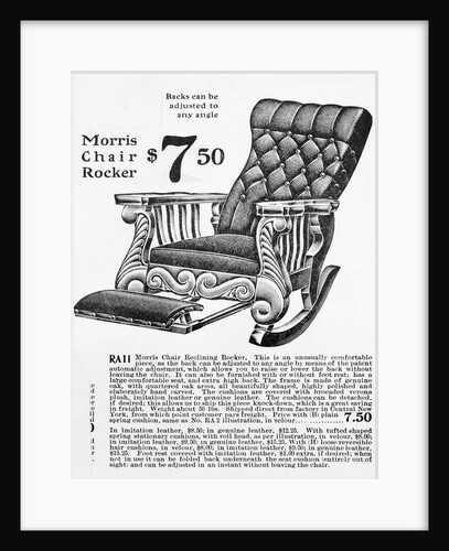 Advertisement for Morris Rocker Chair by Anonymous