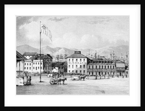 Horse Carriages and Pedestrians in Portsmouth Square by Anonymous