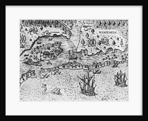 Detail of The Arrival of the Englishmen in Virginia by Theodor de Bry