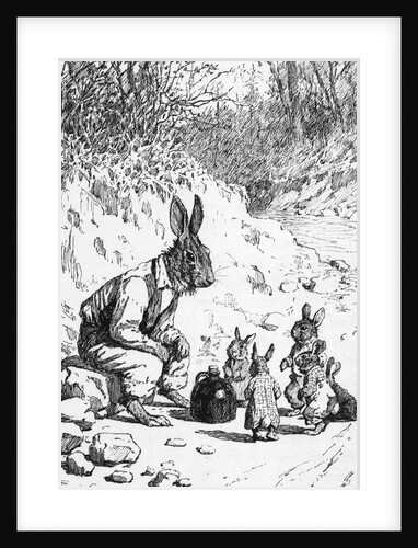 Illustration of Brer Rabbit with Little Rabbits by Anonymous