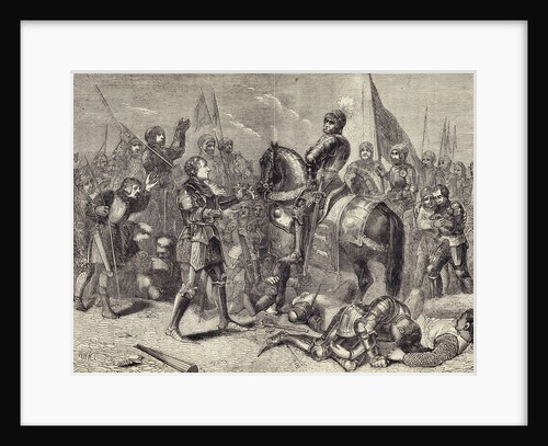 Print Depicting Lord Stanley Bringing the Crown of Richard III to Henry Tudor by Anonymous