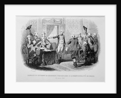 Lafayette Offering the Tricolor Cockade to the Municipality of Paris from Splendors of the French National Guard by Anonymous