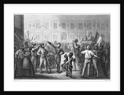 Engraving Depicting the Adoption of the Tricolor Flag from Splendors of the French National Guard by Anonymous