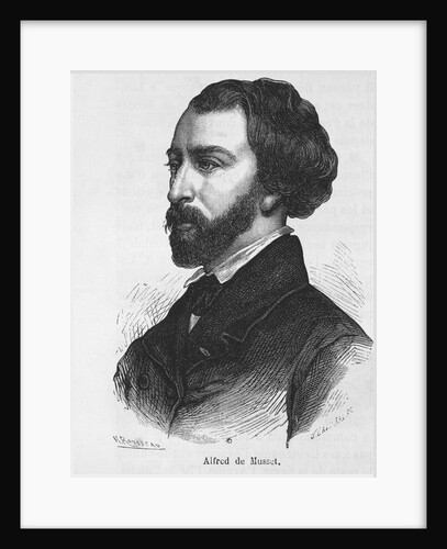 Engraving with Portrait of Alfred de Musset by Anonymous