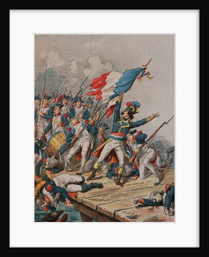 Engraving of Napoleon Bonaparte at the Bridge of Arcole by Anonymous