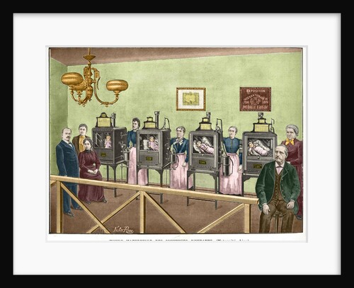 19th Century Color Engraving of Infant Incubators by Victor Rose