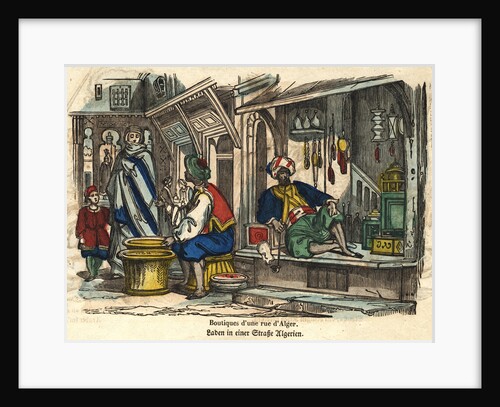 Boutiques d'une Rue d'Alger Woodblock Print by Anonymous