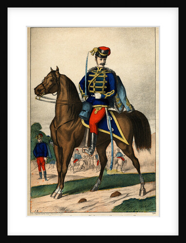 19th-Century Engraving of a Hussar of the Austrian Army by Anonymous