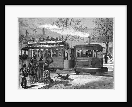 Illustration of a Steam Tramway in Paris in 1876 by Anonymous