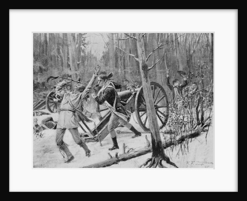 French Troops with canon Fighting Indians in Woodlands by Anonymous