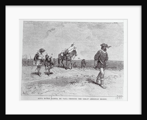 Explorer Alva Nunez De Vaca and Men Trekking American Terrain by Anonymous