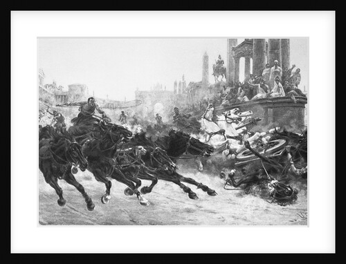 Illustration of a Roman Chariot Race by Anonymous