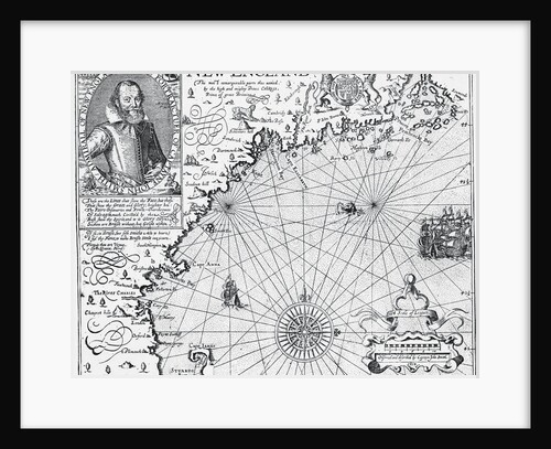 Map of New England with Portrait of John Smith by Anonymous