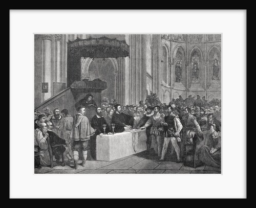 Congregation Inside Cathedral with John Calvin by Anonymous