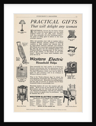 Advertisement for Western Electric Appliances by Anonymous