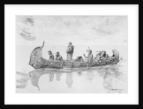Missonary Man and Natives Traveling in Boat by Anonymous