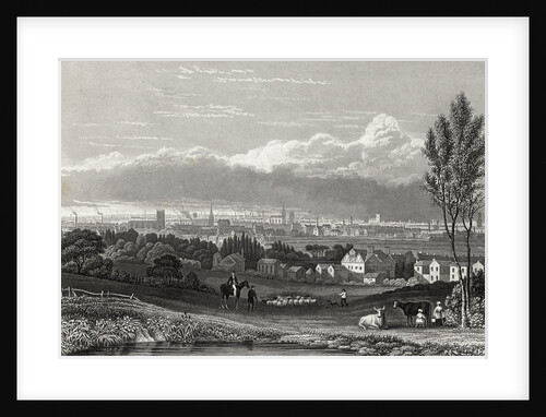 Hillside and Distant View of Birmingham, England by Anonymous