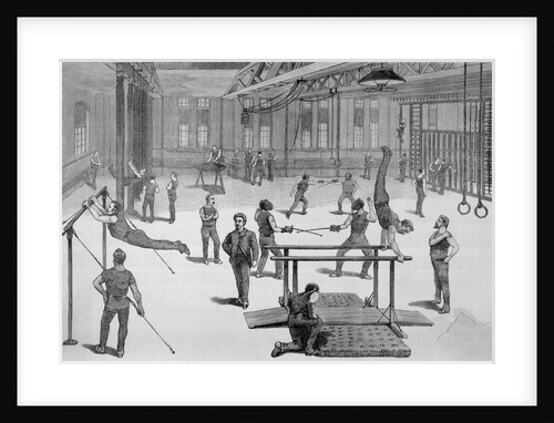 Drawing Depicting Patrons of an Outdoor Gymnasium by Anonymous