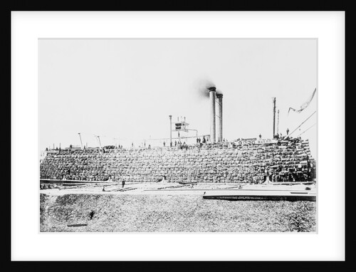 Cotton Bales Loaded on Mississippi Steamboat by Anonymous
