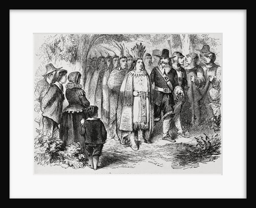Illustration of Massasoit Visiting the Pilgrims by Anonymous