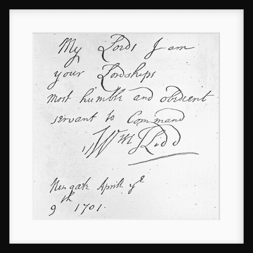 Note from British Pirate William Kidd Norgate by Anonymous