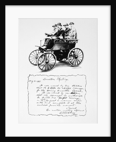 Men Sitting in Earliest Oldsmobile by Anonymous