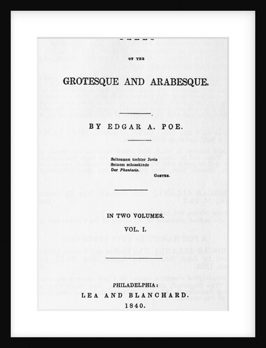 Title Page of Poe's Tales of the Grotesque and Arabesque by Anonymous