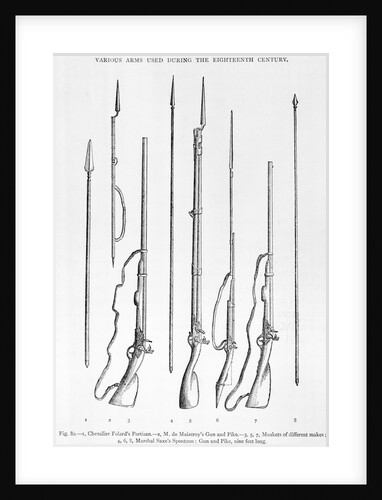 Illustration of 18th-Century Rifles and Other Weapons by Anonymous