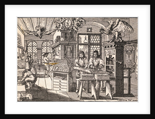 Men Working in Printing Press Production by Anonymous