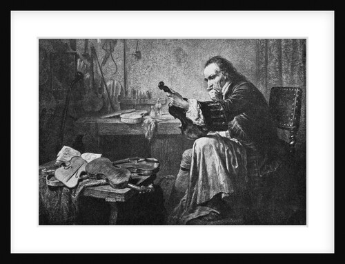 Violin Designer Antonio Stradivari at Work by Anonymous