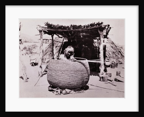 Woman Weaving Basket by Anonymous
