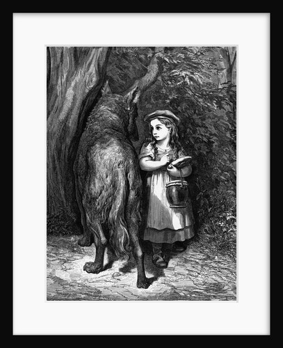 Engraving of Little Red Riding Hood with the Wolf by Anonymous