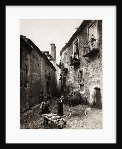 Milk Man and Men with Burros on Spanish Street by Anonymous