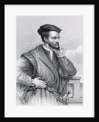 Drawing of Explorer Jacques Cartier in Pensive Position by Anonymous
