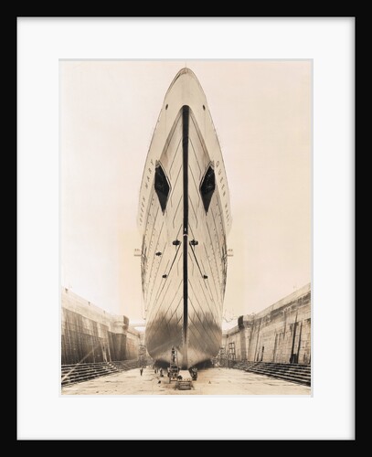Bow of Queen Mary in Drydock by Anonymous
