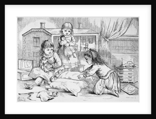 Girls Playing with Dolls by Anonymous
