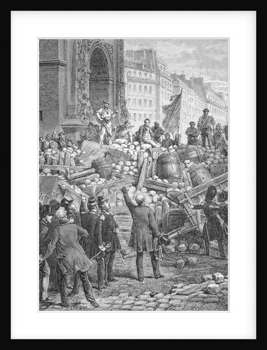 French Crowd of Unrest at Barricaded Street by Anonymous
