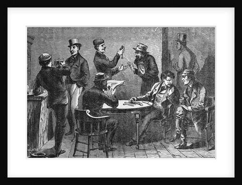 Illustration of Men Fencing Goods by D. Longacre
