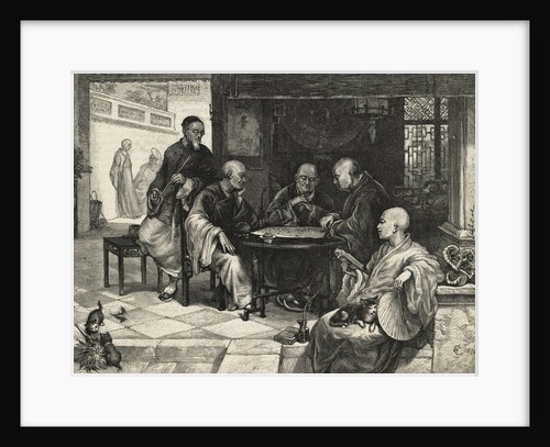 Chinese Priests Enjoying Board Game by Anonymous