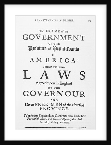 Title Page of Colonial Constitution of Pennsylvania by Anonymous