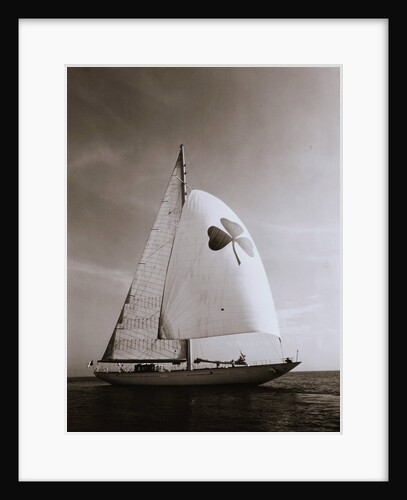 Large Yacht with Shamrock on Sail by Anonymous