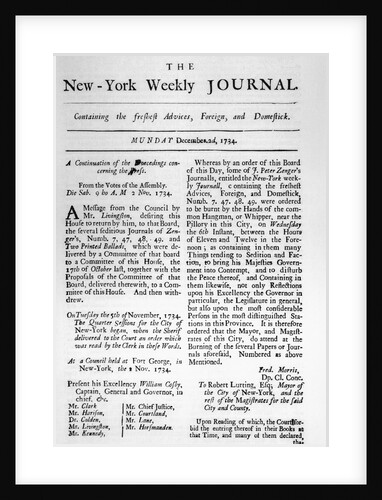 Copy of the New York Weekly Journal by Anonymous