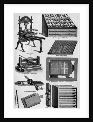 Illustration of Various Printing Tools and Machines by Anonymous