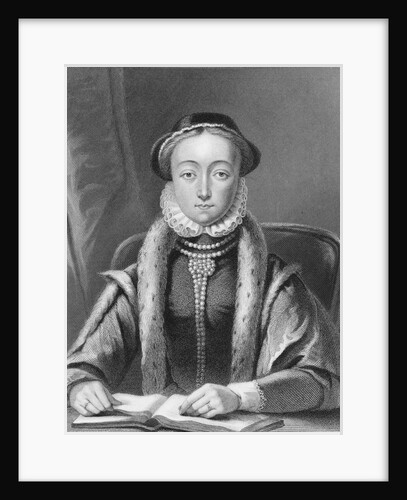 Drawing of Lady Jane Grey at Desk by Anonymous